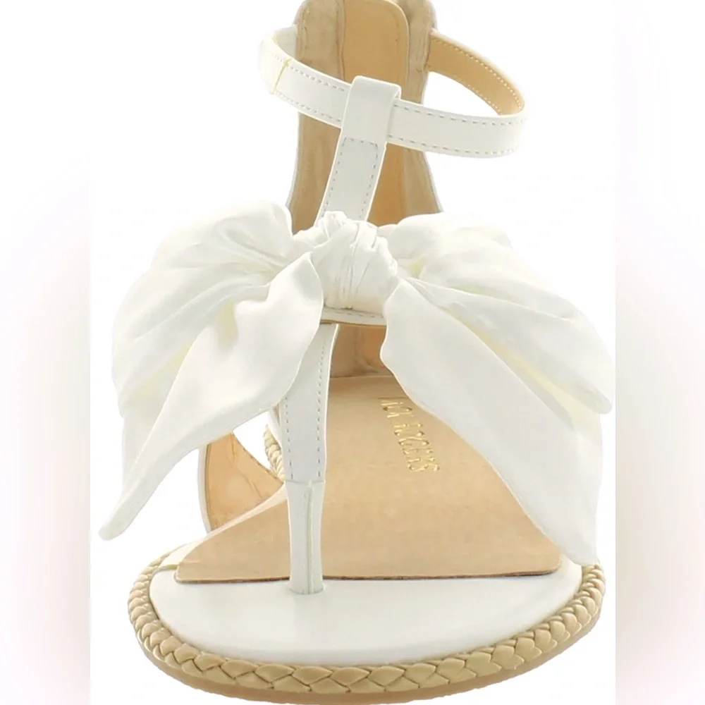 NIB [Jack Rogers] Heidi Satin Bow Accent T-Strap Zip Flat Sandals Women’s Sz 6 - Picture 5 of 14